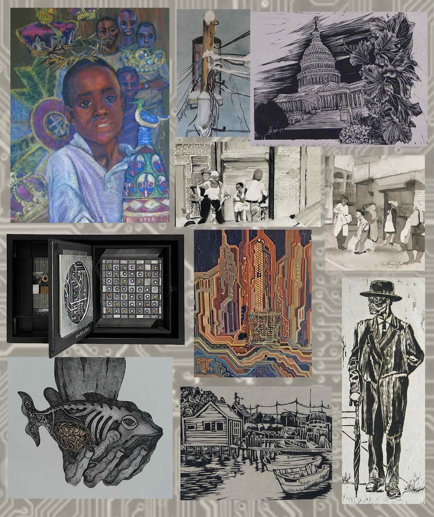 Collage of selected works by Annette Fortt